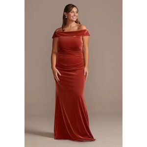 velvet off-the-shoulder dress sz 24 cinnamon
